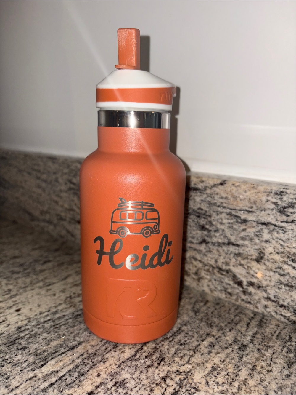 Orange Personalized Insulated Water Bottle - Heidi
